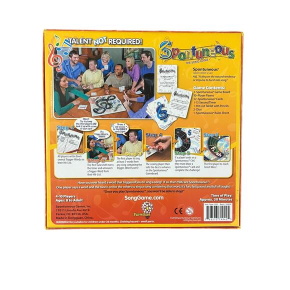 Spontuneous the Song Game Sing It or Shout It Talent Not Required New Sealed - Picture 2 of 2